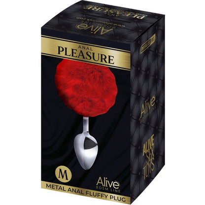 ALIVE - ANAL PLEASURE PLUG SMOOTH METAL FLUFFY RED SIZE M