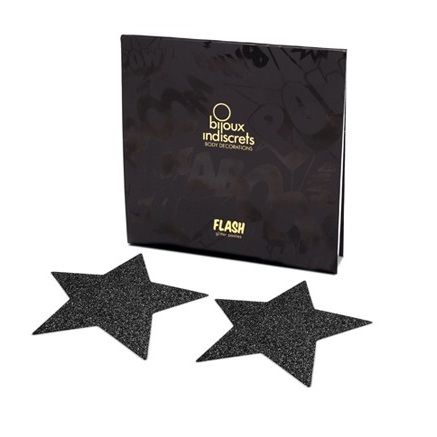 BIJOUX - INDISCRETS FLASH BLACK STAR NIPPLE CAPS