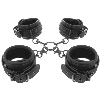 FETISH SUBMISSIVE - SET OF HAND AND ANKLE HANDCUFFS WITH NOPRENE LINING